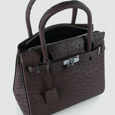 Túi xách da đà điểu Huy Hoàng cao cấp màu nâu đất HT6438