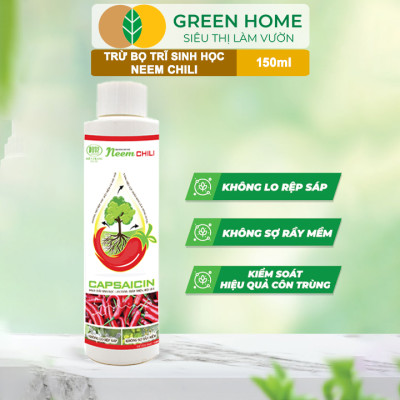Tinh Dầu Neem Oil Sinh Học Greenhome, Neem Chill, 150ml, Kết Hợp Tinh Dầu Tỏi, Ớt, Trừ Bọ Trĩ, Nhện Đỏ, Rầy, Rệp Sáp Cho Cây