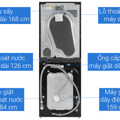 Tháp giặt sấy LG WashTower Inverter giặt 14 kg - sấy 10 kg WT1410NHE - Hàng Chính Hãng