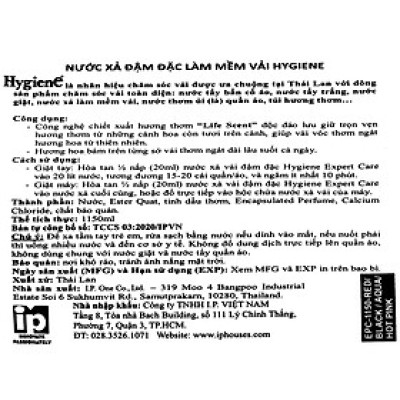 Nước xả vải đậm đặt Thái lan Hygiene expert care 1150 ml hàng chính ngạch