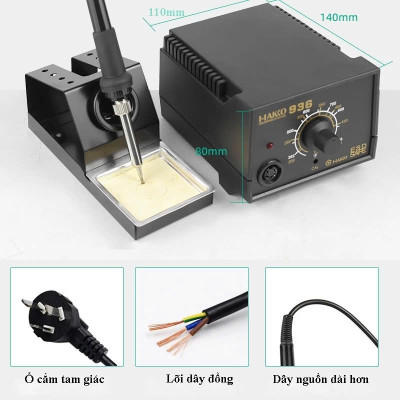 Mỏ Hàn Thiếc Hako 936 220V – Trạm Hàn Điều Chỉnh Nhiệt 200–480°C, Lên Nhiệt Nhanh, Bền Bỉ