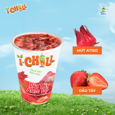 iChill Dâu Tây Atiso Đỏ Nước Thanh Nhiệt Sấy Thăng Hoa Từ Trái Cây Tự Nhiên