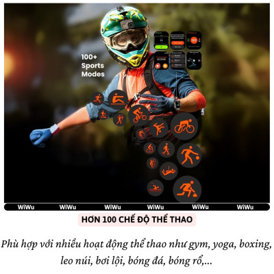 Đồng hồ thông minh smartWatch hiệu WlWU SW05 - Màn hình 2.0 inch HD TF, kháng nước IP68, Đàm thoại bluetooth 5.2,Theo dõi nhịp tim, nồng độ oxy trong máu SpO2, 100+ mặt đồng hồ, nhiều chế độ thể thao - Hàng nhập khẩu