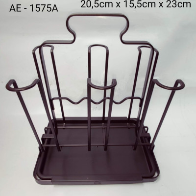 khay úp ly cốc inox có khay hứng nước vuông / tròn màu nâu