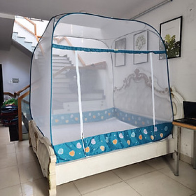 Màn Chụp , Mùng Chụp Cao Cấp Mộc Miên Đỉnh Vuông - Kích Thước 1,6mx2m - 1 cửa ( video , hình thật ) 