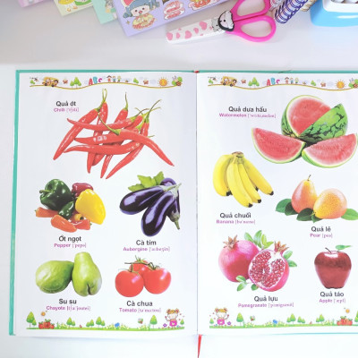 Sách - Combo 2 cuốn Từ Điển Tranh ( Động vật - b135 + Rau củ hoa quả - b65) Song ngữ Anh Việt - ndbooks