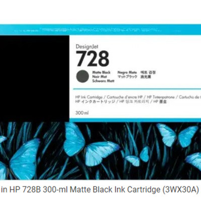 Mực in HP 728B 300-ml Matte Black Ink Cartridge (3WX30A) - Hàng chính hãng