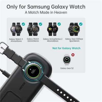 Đế sạc không dây sạc nhanh 15W 2 in 1 hỗ trợ sạc cho Smartphone / Galaxy Watch / Tai nghe hiệu CHOETECH T570-S (Chuẩn Qi, Smartchip, chuyên dụng cho Galaxy Watch) - Hàng nhập khẩu