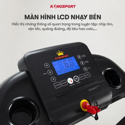 Máy chạy bộ KINGSPORT Plus K-04 đơn năng,thảm chạy rộng chống trơn, thiết kế nhỏ gọn, cân nặng phù hợp từ dưới 70kg