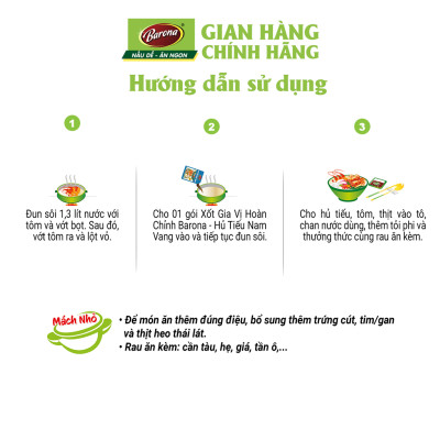 Combo 1 hộp (20 gói) Gia Vị Hủ Tiếu Barona 110g tươi ngon chuẩn vị không cần nêm nếm