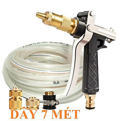  Bộ dây vòi xịt nước rửa xe,tưới cây .tăng áp 3 lần, loại 7m,10m 206236 đầu đồng,cút đồng, + tặng túi đựng bút