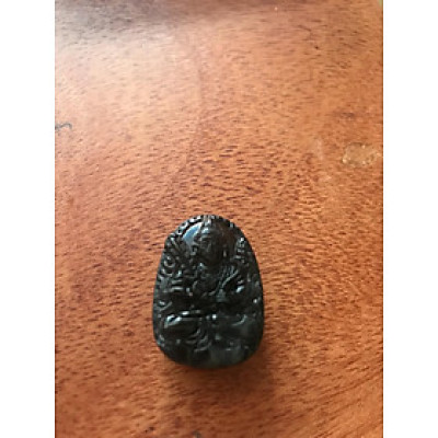 MẶT PHẬT HƯ KHÔNG TẠNG  ĐÁ CASIDON NÂU ĐEN PHỐI VÒNG TAY D28mm N20mm S11mm NAM NỮ TUỔI SỬU DẦN MỆNH THUỶ MỘC 