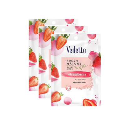 Combo Mặt nạ thiên nhiên Vedette Dâu tây 22ml