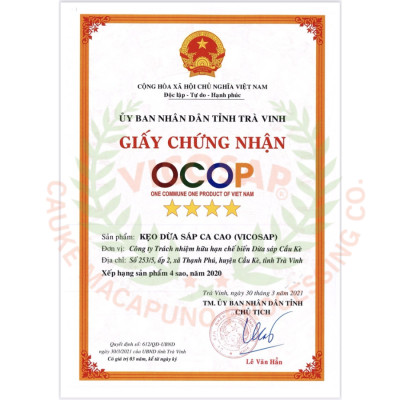 Kẹo dừa sáp VICOSAP vị cacao kẹo mềm dẻo ít đường đặc sản Trà Vinh túi 100g