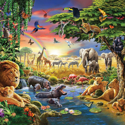 Bộ Tranh Xếp Hình Minh Châu 500 Mảnh – Jungle Animals (Kích Thước 40x50cm)