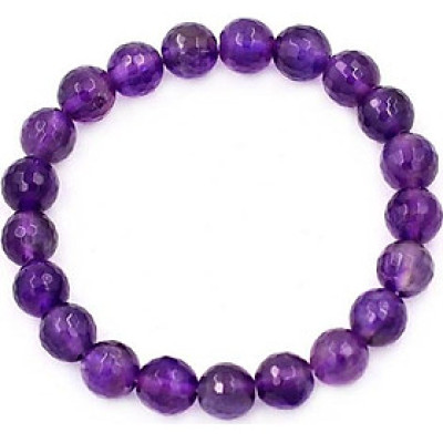 Chuỗi đeo tay Thạch Anh Tím Than Cắt Giác 8 ly 20 hạt - hợp mệnh Hỏa, mệnh Thổ