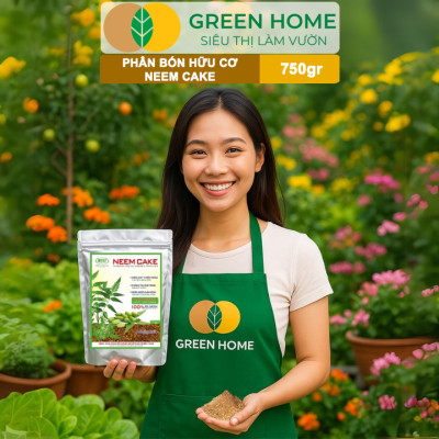 Phân Bón Hữu Cơ Neem Cake, GreenHome, Bao 750gr, Sinh Học Tự Nhiên Trị Tuyến Trùng, Sâu, Cải Tạo Đất