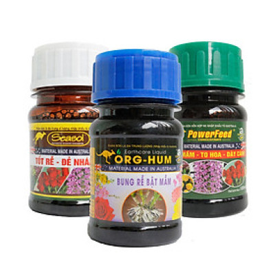 Combo 3 loại Phân Kích Rễ - Kích Chồi - Kích Hoa Org Hum - Seasol - Powerfeed chuyên cho Lan - hoa Hồng và hoa cảnh nhập khẩu Úc
