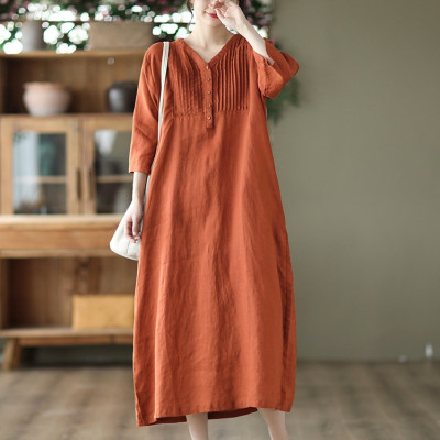 {#HàngMớiVề} Váy Đầm Nữ Thiết Kế Cao Cấp Cổ Xẻ Dáng Suông Tôn Dáng, Đầm Midi Chất Liệu Sang Trọng Da190