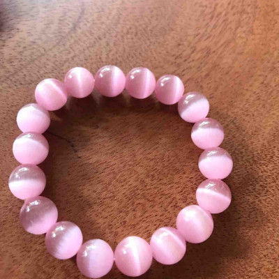 VÒNG ĐÁ MẮT MÈO 10mm HỒNG NỮ MỆNH HOẢ THỔ 