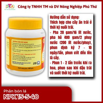 Phân Bón Lá Cao Cấp Đầu Trâu MK 15-5-40 (Cây Ăn Trái) 400g