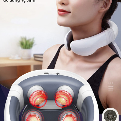 Máy Massage Cổ Nikio NK-130 - Sử Dụng Xung Điện Trị Liệu Kích Thích Cơ, Nhiệt Trị Nóng Sưởi Ấm Cơ, Cải Thiện Đau Mỏi Cổ, Vai, Gáy - Máy Có 4 Điện Cực Mát Xa Chuyên Sâu Tăng Tuần Hoàn Máu, Hỗ Trợ Cải Thiện Đau Mỏi Cổ, Vai, Gáy - Điều Khiển Remote Tiện Lợi