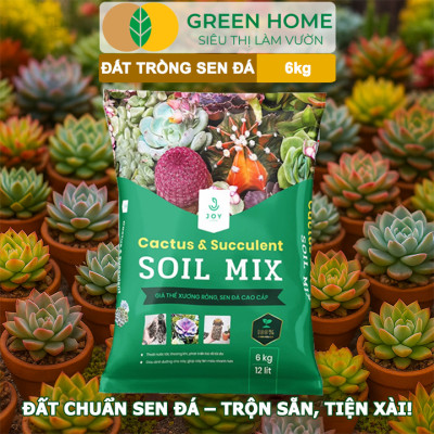 Đất Trồng Sen Đá Greenhome, Soil Mix, Bao 6kg, Trộn Sẵn, 85% Đá Khoáng, Phát Rễ Nhanh, Lên Màu Nhanh, Thoát Nước Tốt