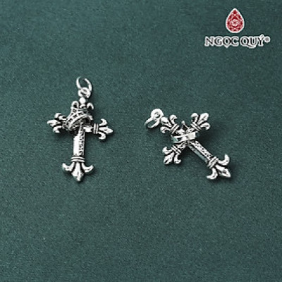 Charm bạc hình thánh giá lồng vương miện treo - Ngọc Quý Gemstones