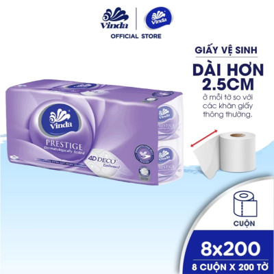 Combo 2 Lốc Giấy Vệ Sinh Cao Cấp Vinda 3 Lớp - Prestige 4D