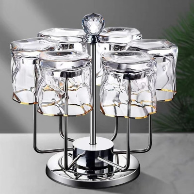 Giá Úp Cốc Đẹp Để Bàn, LUXURY Giá Để Cốc Chén Inox Cao Cấp Xoay 360 Độ Sang Chảnh Và Tiện 