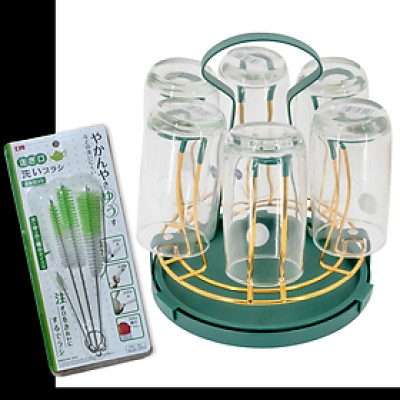  GIÁ KHAY ÚP LY CỐC KIM LOẠI MÀU VÀNG - XANH CỔ VỊT CÓ ĐĨA HỨNG NƯỚC CAO CẤP - ( TẶNG SÉT 04 CỌ VỆ SINH VÒI ẤM NỘI ĐỊA NHẬT BẢN )