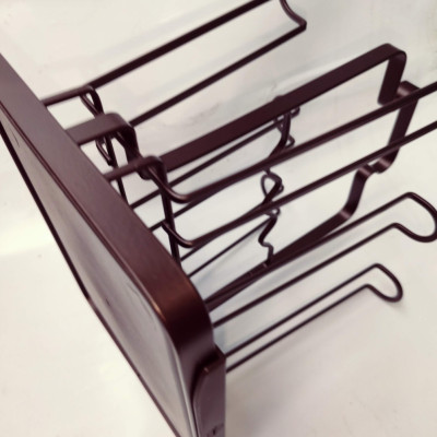 khay úp ly cốc inox có khay hứng nước vuông / tròn màu nâu