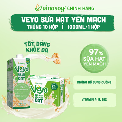 Thùng Veyo sữa hạt yến mạch (10 hộp x 1 Lít)