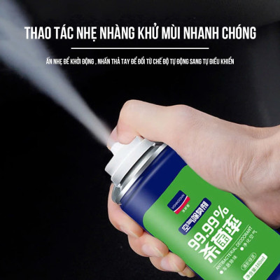 Chai Xịt Khử Mùi Ô Tô Cao Cấp KC 99,98%: Khử Khuẩn Nội Thất, Điều Hòa, Phòng Ngủ Tự Động