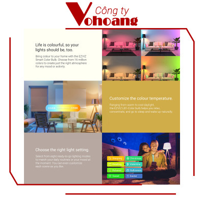 Bóng Đèn Thông Minh Ezviz LB1-Color (đèn màu) kết nối WiFi điều chỉnh độ sáng qua App - Hàng Chính Hãng