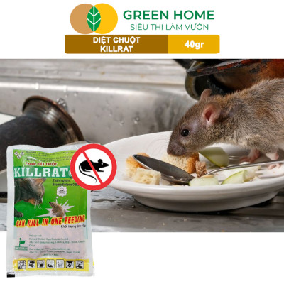 Thuốc Diệt Chuột Greenhome, Killrat, Bao 40gr, Thế Hệ Mới, Hiệu Quả, Diệt Cả Đàn, Giúp Nhà Sạch Sẽ, Bảo Vệ Vườn