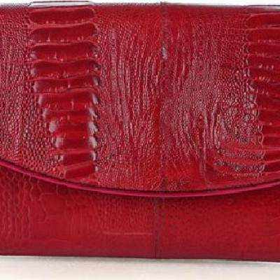 Túi đeo da đà điểu Huy Hoàng da chân màu đỏ HT6422