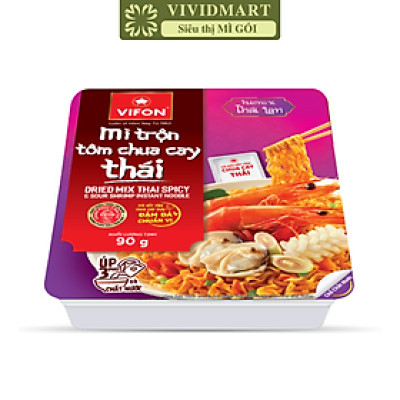 VIFON - Mì khay trộn Vifon hương vị Tôm chua cay Thái, Vifon Mì trộn Tôm chua cay Thái Vifon (90g/khay)
