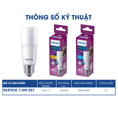 Bóng đèn Philips LED Stick, bảo vệ mắt (01 bóng)