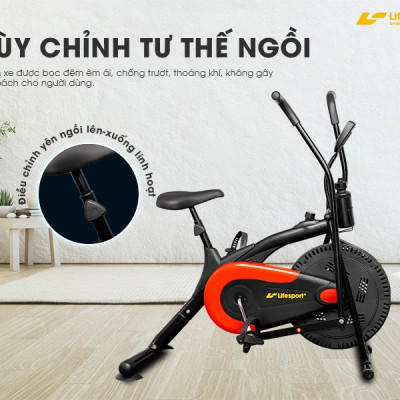 Xe Đạp Tập Thể Dục Giá Rẻ Lifesport LS-113, Xe Đạp Thể Dục Với Màn Hình Hiển Thị Nhịp Tim, Tốc Độ, Quãng Đường Đã Đạp