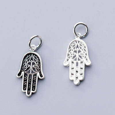 Combo 3 cái charm bạc hình bàn tay hamsa treo - Ngọc Quý Gemstones