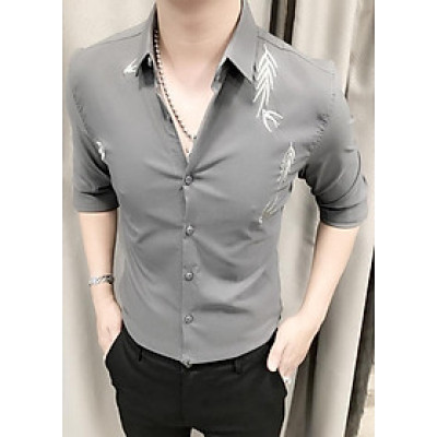 Áo Sơ mi TITISHOP SM967 Màu XÁM Phối HÌNH thêu