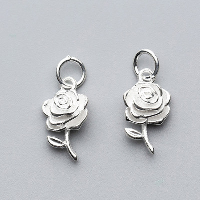 Combo 2 cái charm bạc mặt hoa hồng treo - Ngọc Quý Gemstones