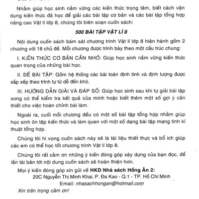 500 Bài Tập Vật Lí 8 (Dùng Chung Cho Các Bộ SGK Hiện Hành)_HA