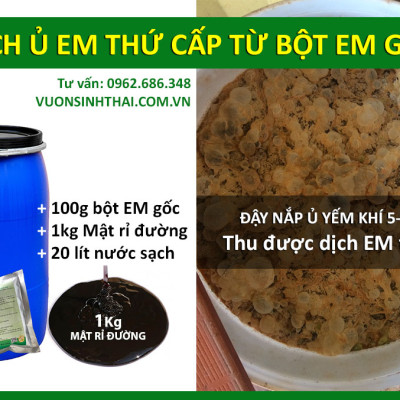 Chế phẩm EM gốc đậm đặc. Chứa hàng tỷ vi sinh vật có lợi. Ủ rác bã hữu cơ làm phân bón. Xử lý hôi chăn nuôi. Làm trong sạch nước ao hồ nuôi cá tôm