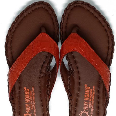 Dép nữ Huy Hoàng da cá sấu màu đỏ tươi HT7244