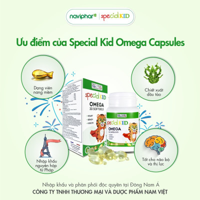 [Hộp 30 viên] Viên nang Special Kid Omega Capsules - Hỗ trợ hệ thần kinh, tăng khả năng tập trung và trí nhớ, nâng cao thị lực, tốt cho tim mạch của trẻ