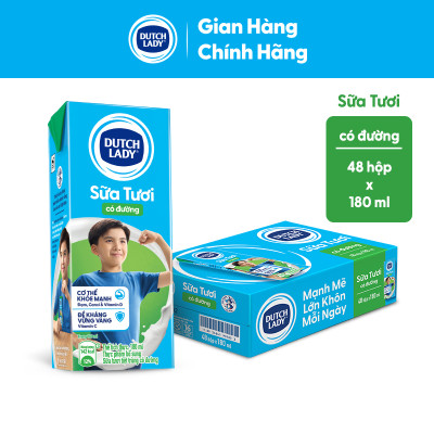 Thùng 48 Hộp Sữa Tươi Tiệt Trùng Dutch Lady Cô Gái Hà Lan Có Đường (48X180ml)