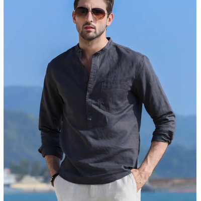 Sơ mi nam trẻ trung thanh lịch, sơ mi cổ trụ thời trang trẻ 2024 basic