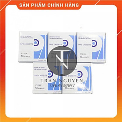 [Combo 5 cuộn] Băng nhãn in MAX PT-312W - Đen nền trắng 12mm x 8m - Hàng nhập khẩu